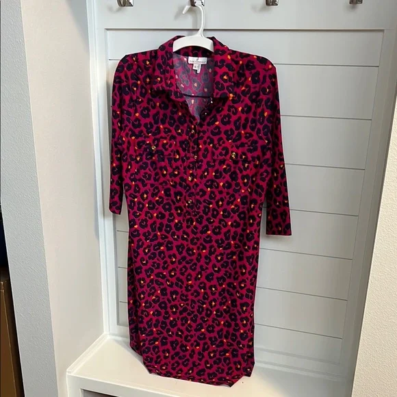 Jude Connally Pink Leopard Print Shirt Dress - Picture 2 of 4